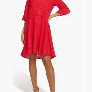 Embroidered eyelet tunic dress